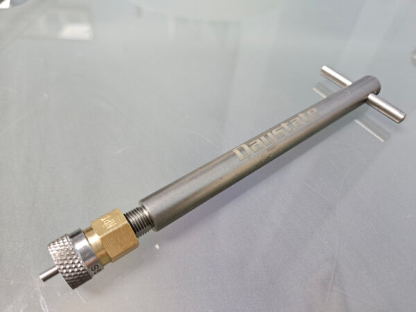 This Air Bleed Tool is for use with older Daystate PCP air rifle models built between 1998 and 2013. It lets you exhaust high pressure air from the airgun prior to disassembly