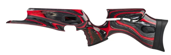 The Red Laminate Daystate Red Wolf Sporter Stock fits all models and has a height-adjustable cheek / butt pad, stippling panels with a forend lip and grip cap