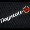 Detail of the embroidered Daystate logo on the black, knitted scarf - a great gift for shooters on and off the range!