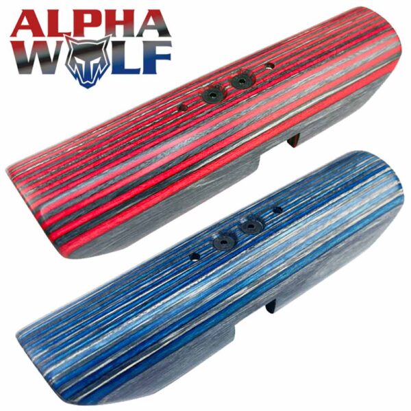 The Daystate Alpha Wolf Laminated cheekpiece by FORM comes in either Red or Blue birchwood