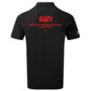 Back of Daystate Alpha Wolf Polo Shirt in black, with the logo The Most Advanced Airgun of All Time in red