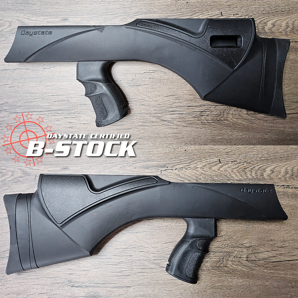 B-STOCK Daystate Pulsar Black Composite Soft Touch stock #081, genuine factory gunstock for Daystate's electronic PCP air rifle. Also fits Renegade model