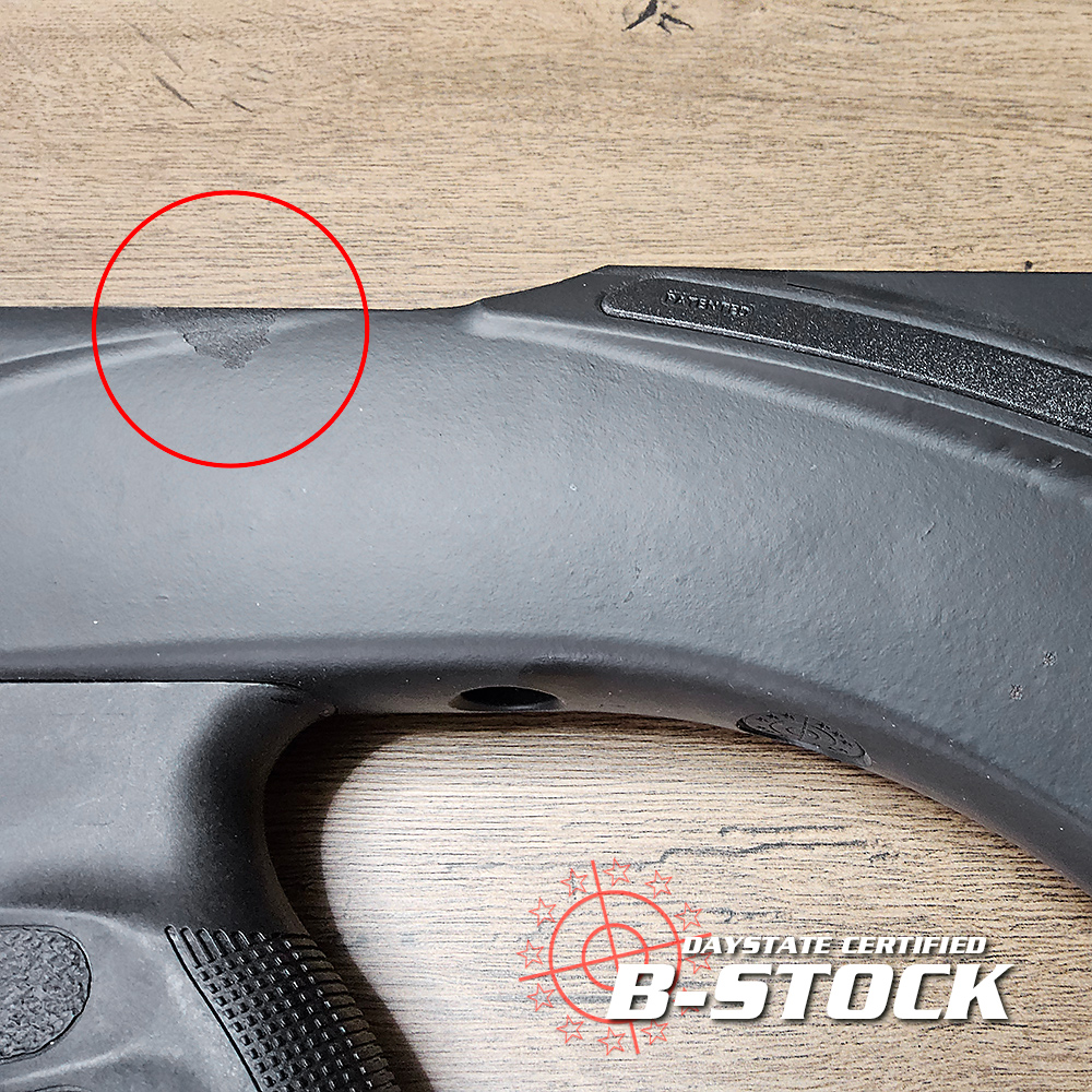 B-STOCK Daystate Pulsar Black Composite Soft Touch stock #081, genuine factory gunstock for Daystate's electronic PCP air rifle. Also fits Renegade model